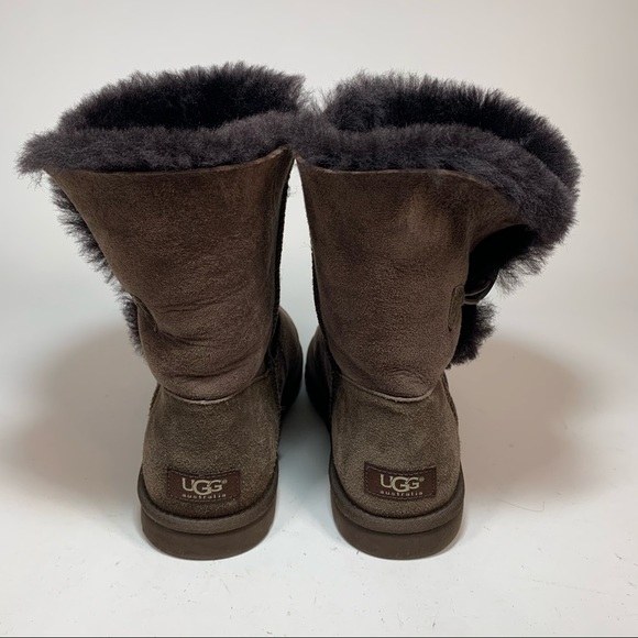 UGG Bailey Button Brown Winter Sheep Skin Boots - Picture 5 of 10